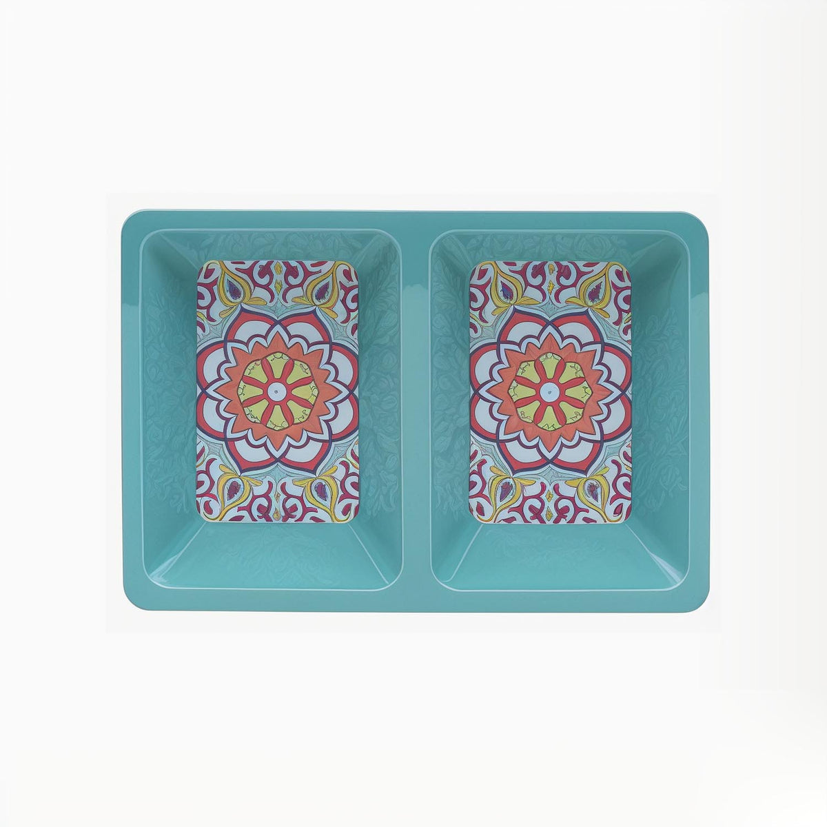 22cm Blue Mediterranean Tuscany Two Section Dish Tray