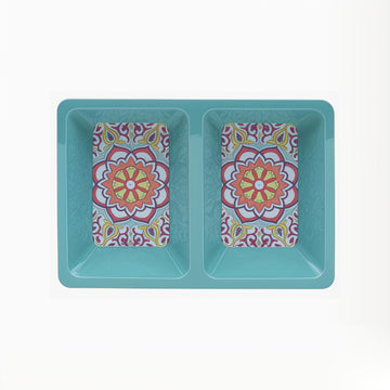 22cm Blue Mediterranean Tuscany Two Section Dish Tray