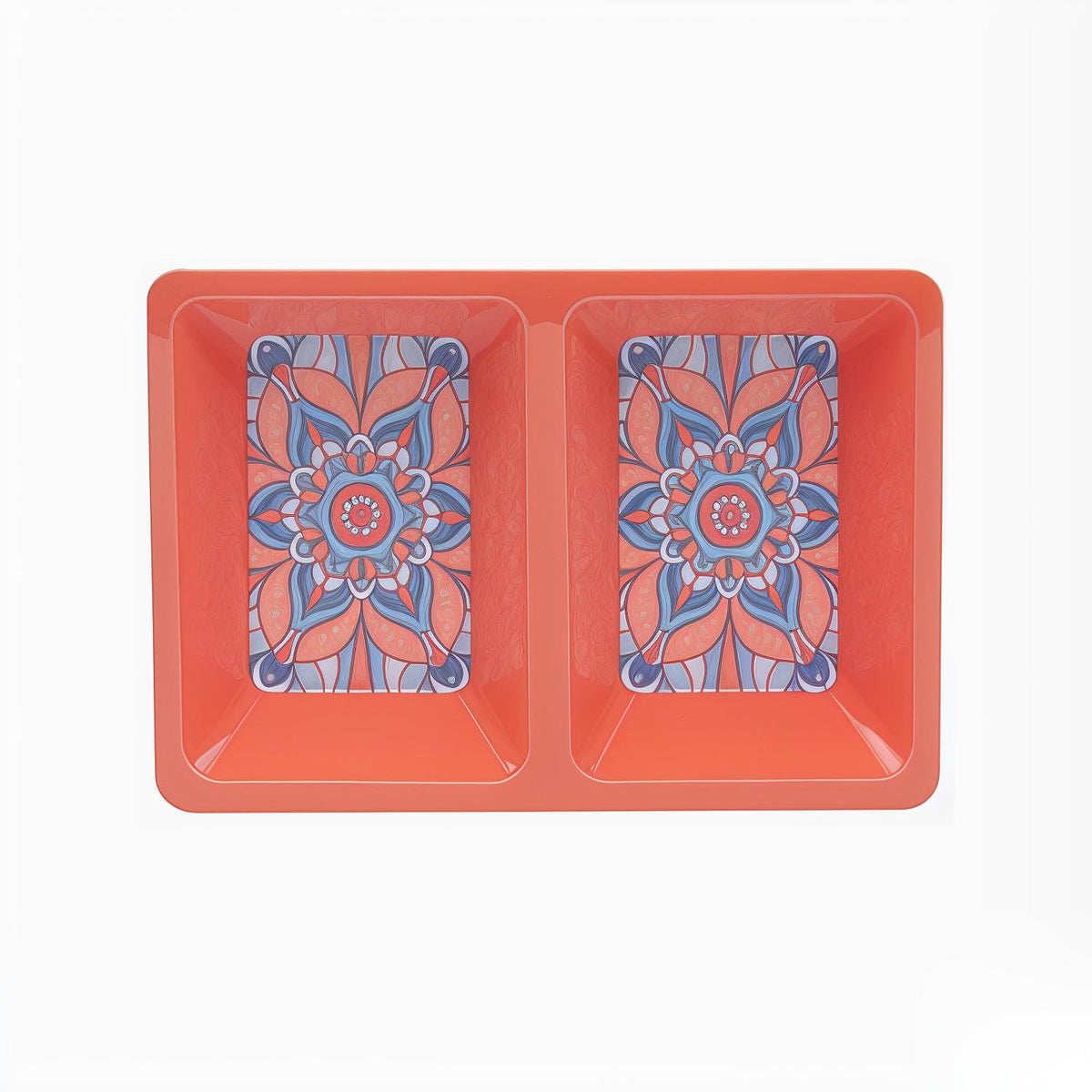 22cm Orange Mediterranean Tuscany Two Section Dish Tray