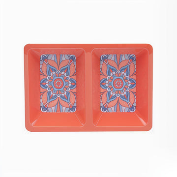 22cm Orange Mediterranean Tuscany Two Section Dish Tray