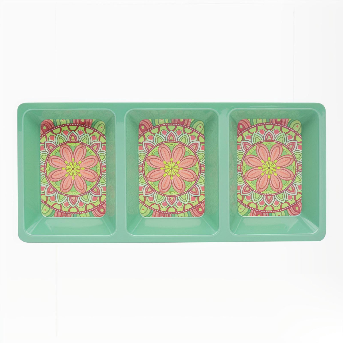 34cm Green Mediterranean Tuscany Three Section Dish Tray