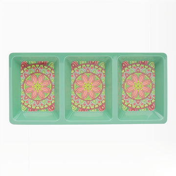 34cm Green Mediterranean Tuscany Three Section Dish Tray