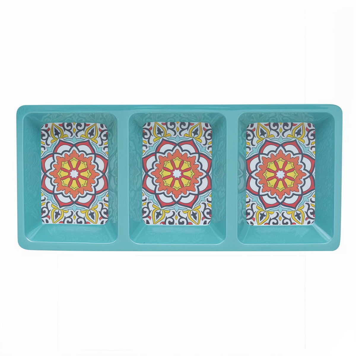 34cm Blue Mediterranean Tuscany Three Section Dish Tray