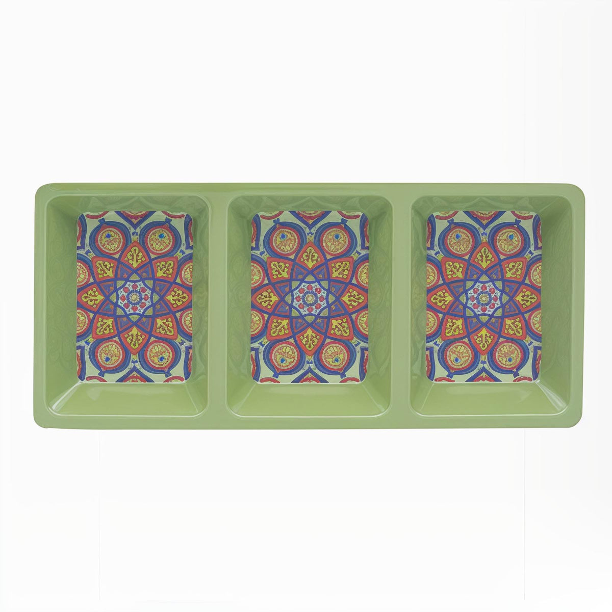 34cm Green Mediterranean Tuscany Three Section Dish Tray