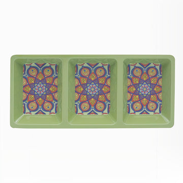 34cm Green Mediterranean Tuscany Three Section Dish Tray