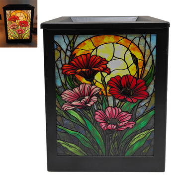 Flowers Electric Wax Melt Burner Stained Glass Style Aroma Lamp