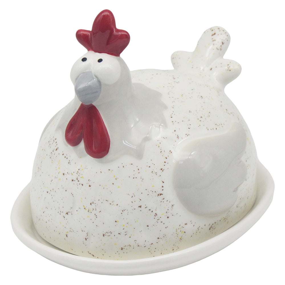 Happy Hens Ceramic Butter Dish