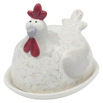 Happy Hens Ceramic Butter Dish