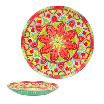 8.5" Green Ceramic Tuscany Bohemian Plate