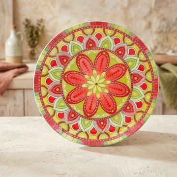 8.5" Green Ceramic Tuscany Bohemian Plate