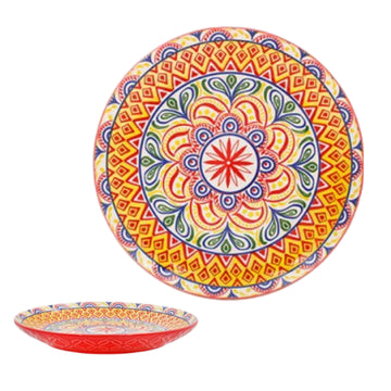 8.5" Red Ceramic Tuscany Bohemian Plate