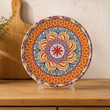 8.5" Red Ceramic Tuscany Bohemian Plate