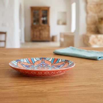 8.5" Orange Ceramic Tuscany Bohemian Plate