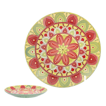 10.5" Green Ceramic Tuscany Bohemian Plate