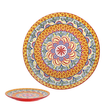 10.5" Red Ceramic Tuscany Bohemian Plate