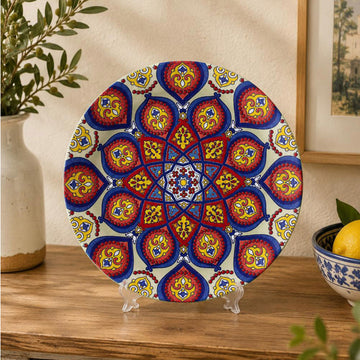 10.5" Green Ceramic Tuscany Bohemian Plate