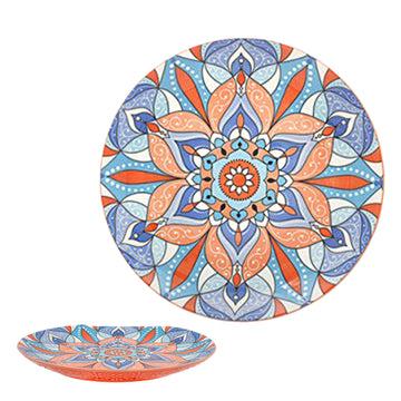 10.5" Orange Ceramic Tuscany Bohemian Plate