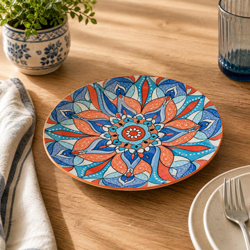 10.5" Orange Ceramic Tuscany Bohemian Plate