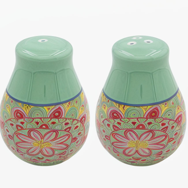 Tuscany Green Kitchen Cruet Salt & Pepper Shakers Set
