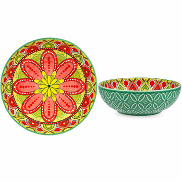 14.5cm Green Bohemian Ceramic Tuscany Bowl