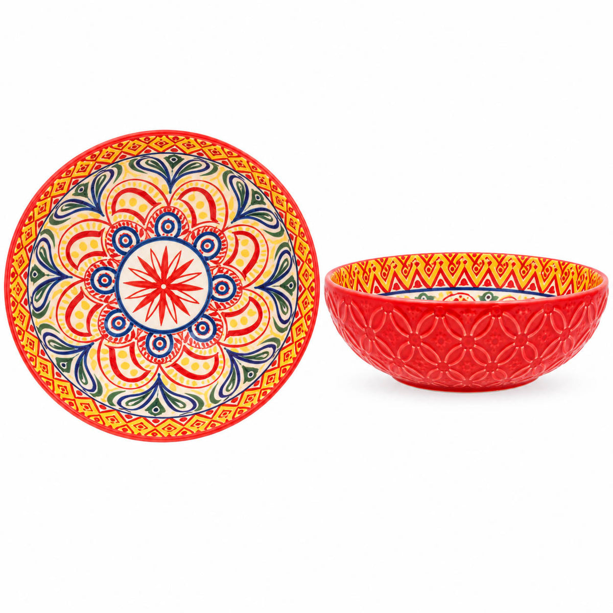 14.5cm Red Bohemian Ceramic Tuscany Bowl
