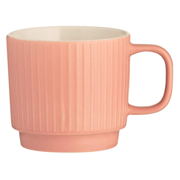 4pcs 355ml Coral Pink Embossed Mug