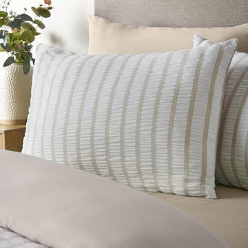 Catherine Lansfield So Soft Seersucker Stripe Duvet Cover Set, Double, Natural