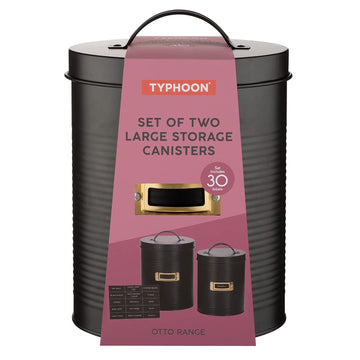 Set Of 2 Otto Black Storage Canisters