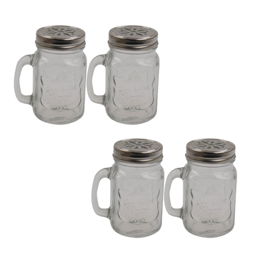 4pc 450ml Glass Mason Jar Mug with Straw Set