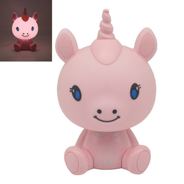 Unicorn Shaped Pink Night Light Touch Switch Cute Kids Bedroom Lamp