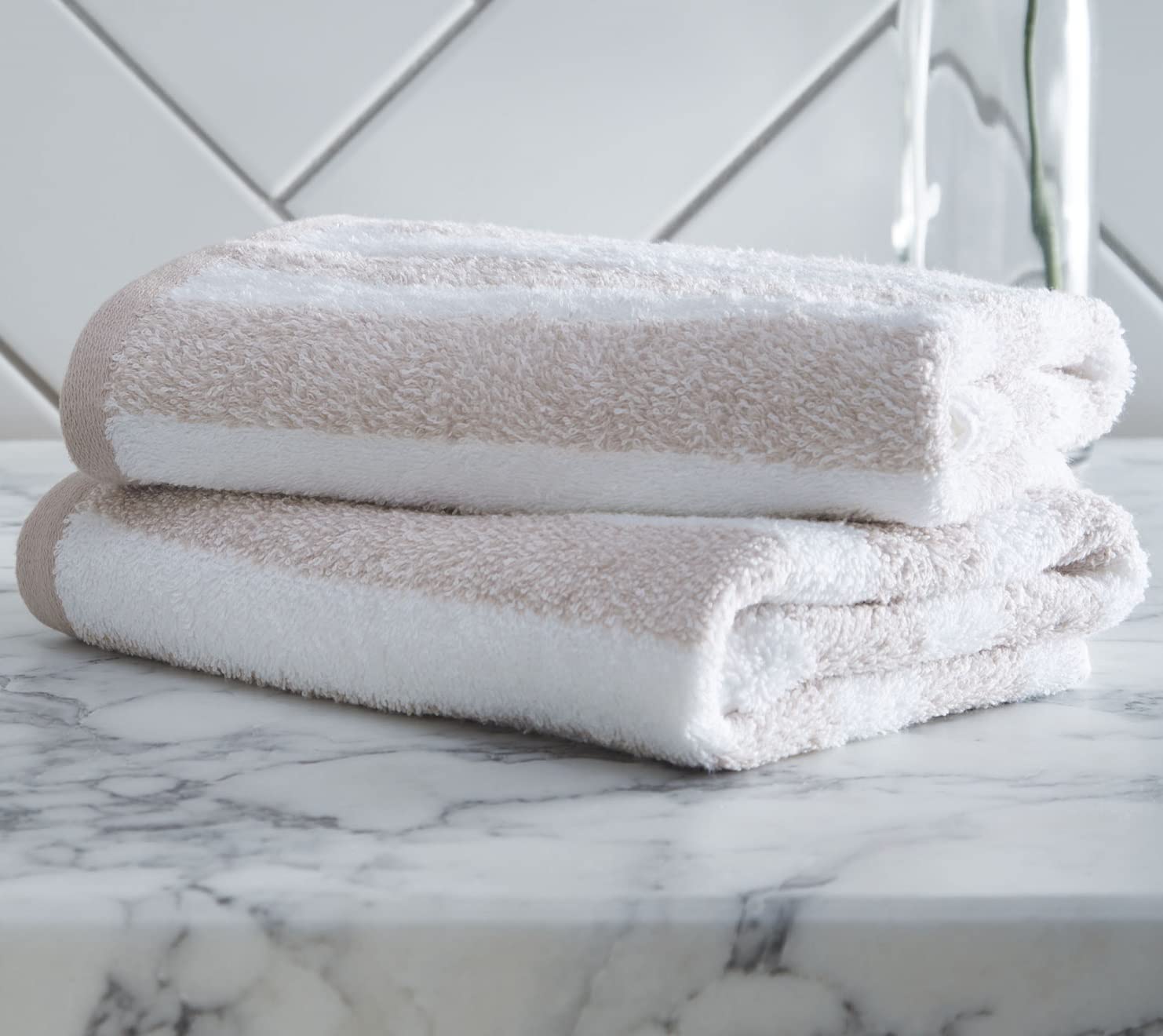 White and silver online bath towels