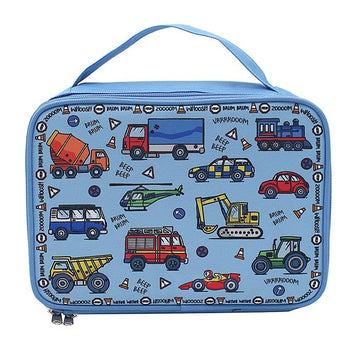 Blue Kids Lunch Bag Vehicles Doodle Cars Design