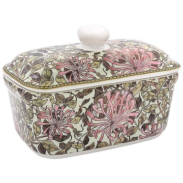 Morris Pink Honeysuckle Ceramic Butter Dish with Lid