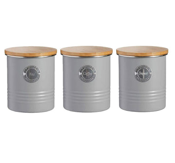 Typhoon Living Grey Tea Coffee Sugar Canister Set