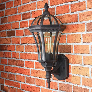 Capri Aluminium Rustic Brown Outdoor Uplighter Bevelled Glass Shade