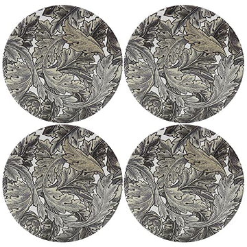 William Morris Acanthus Set of 4 Brown Victorian Ceramic Round Coasters