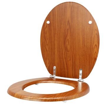 2Pcs Beech Effect Wooden Toilet Seat