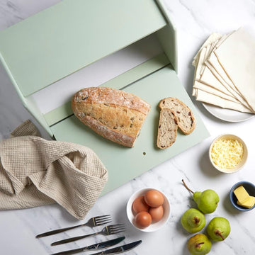 Mint Green Kitchen Rubberwood Wooden Bread Bin