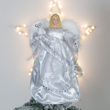 30cm Traditional Silver Angel Fairy Christmas Tree Topper