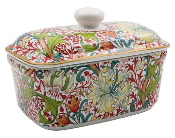 Golden Lily Butter Dish Keeper with Lid