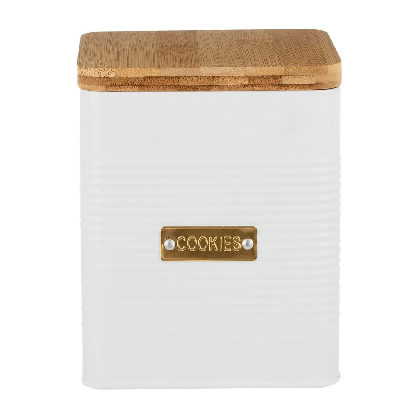 White Steel Cookie Square Canister