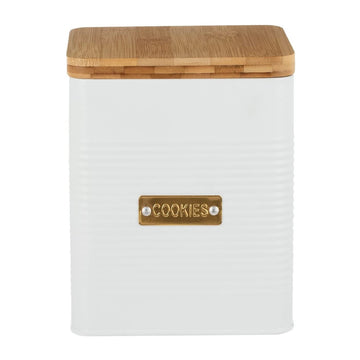 White Steel Cookie Square Canister