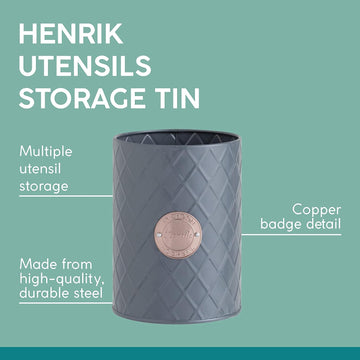 Henrik Copper Grey Utensil Holder Jar