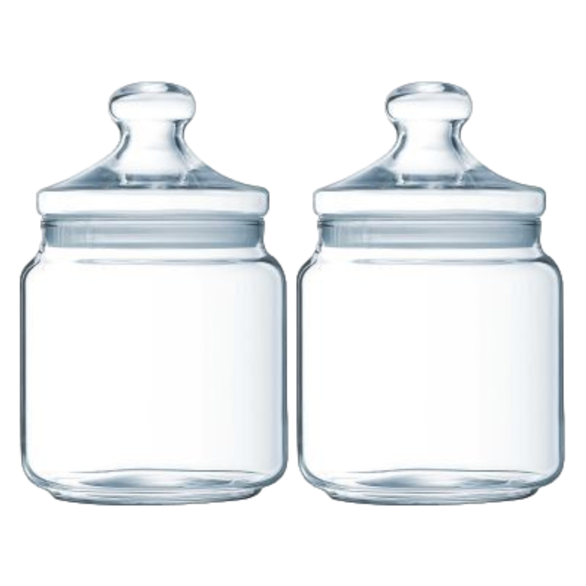 2Pc 750ml Glass Storage Jar Airtight Push Top Canister