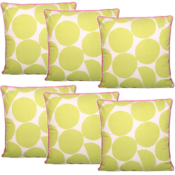 6pc Outdoor Filled Cushion Cover Pink Green