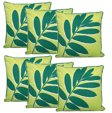 6pc Outdoor Filled Cushion Cover Green Leaf