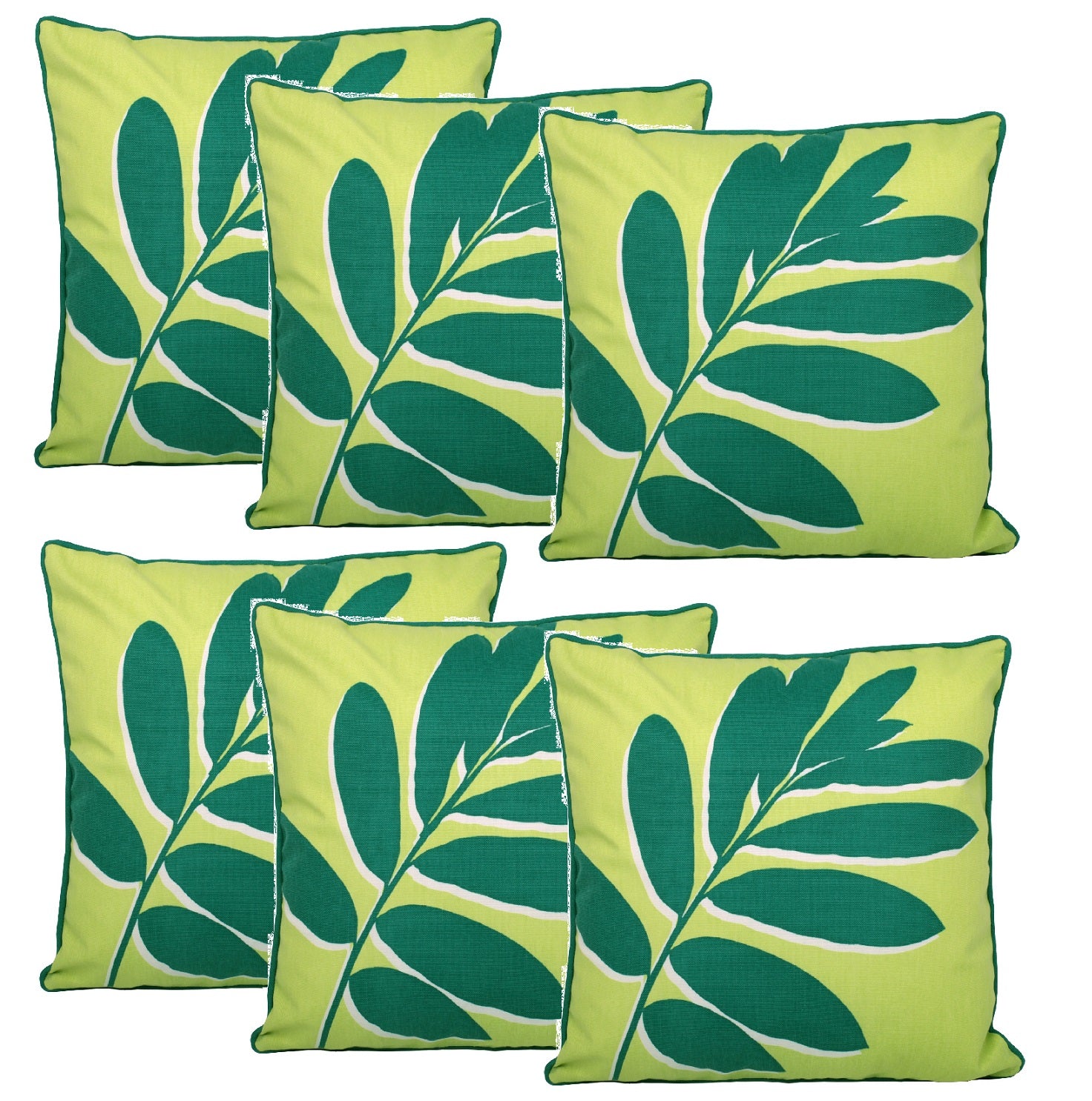 6pc Outdoor Cushion Cover Green Leaf