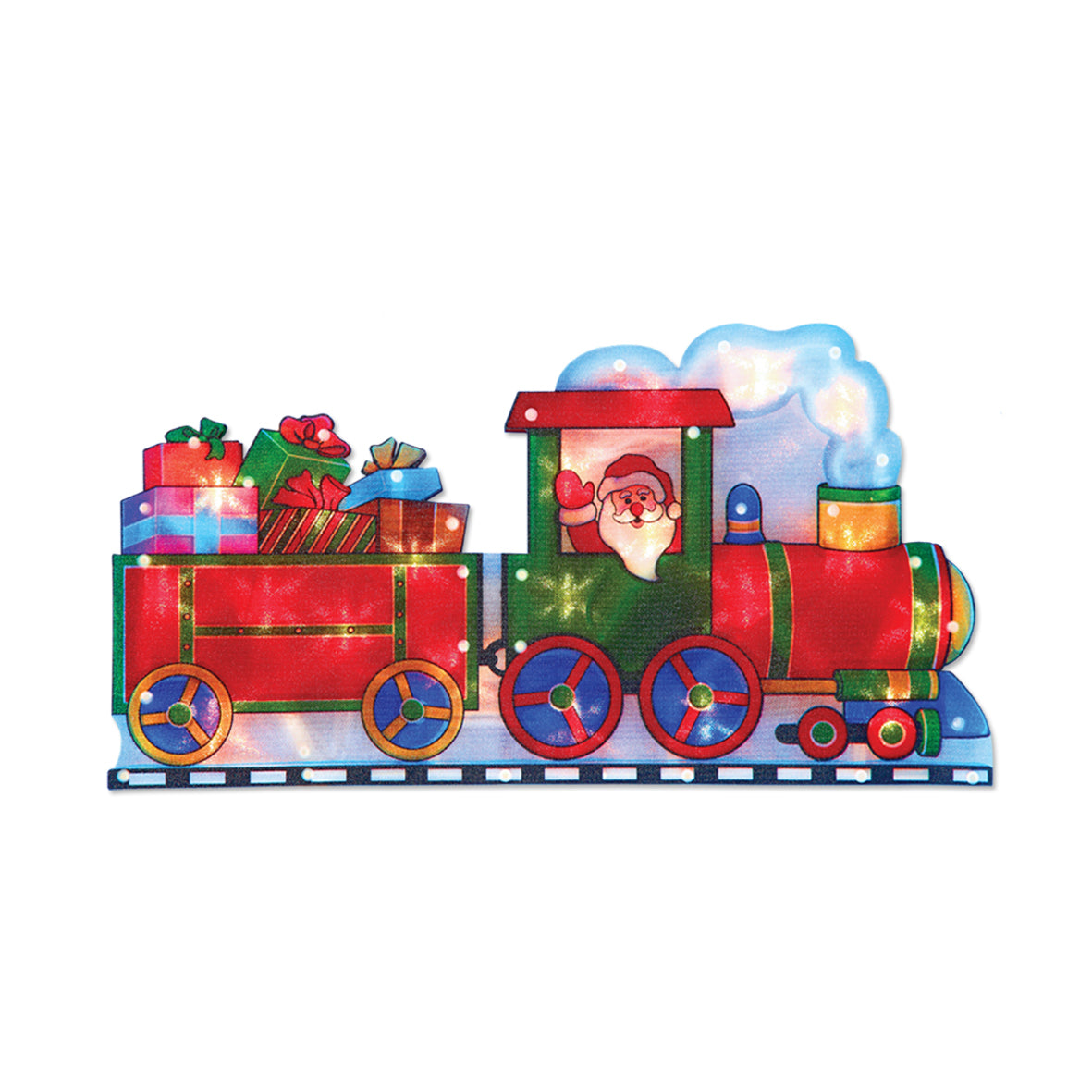 Christmas Santa Train Metallic Silhouette