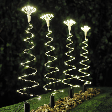 Set of 4 Warm White 50CM Spiral Tree Christmas Lights