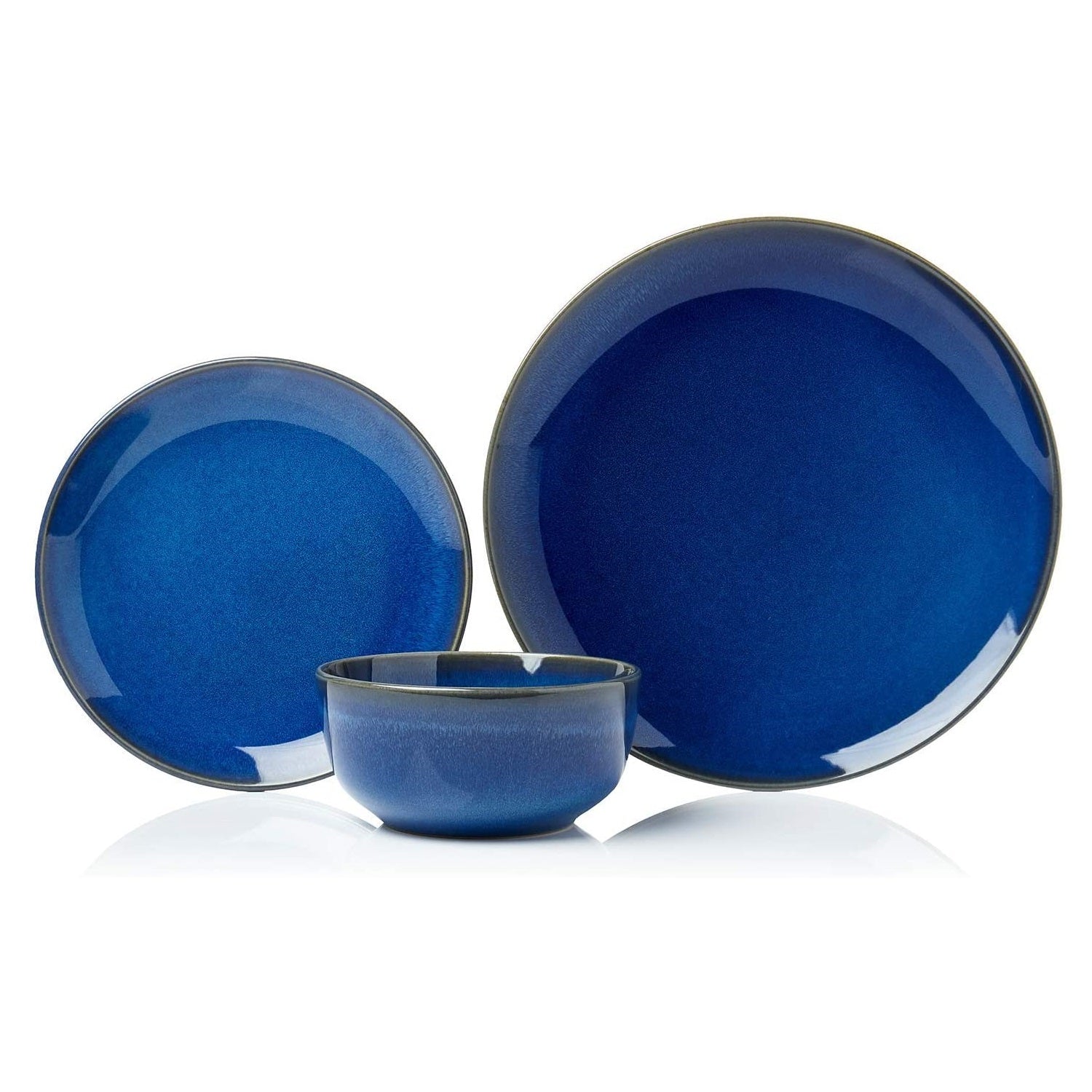12pc Stoneware Glossy Blue Reactive Dinner Set